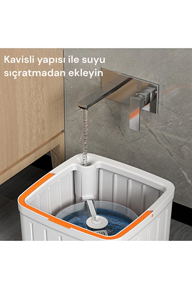 Otomatik Mop Temizlik Seti Temiz&kirli Su Ayrımı Mikrofiber Kare Başlık 2 Adet Bez